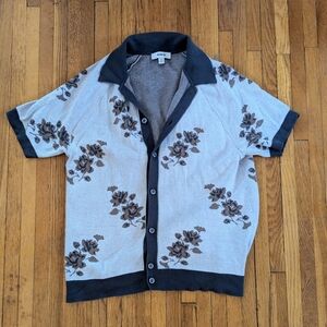 Jason Wu Black and Gray Floral Casual Shirt